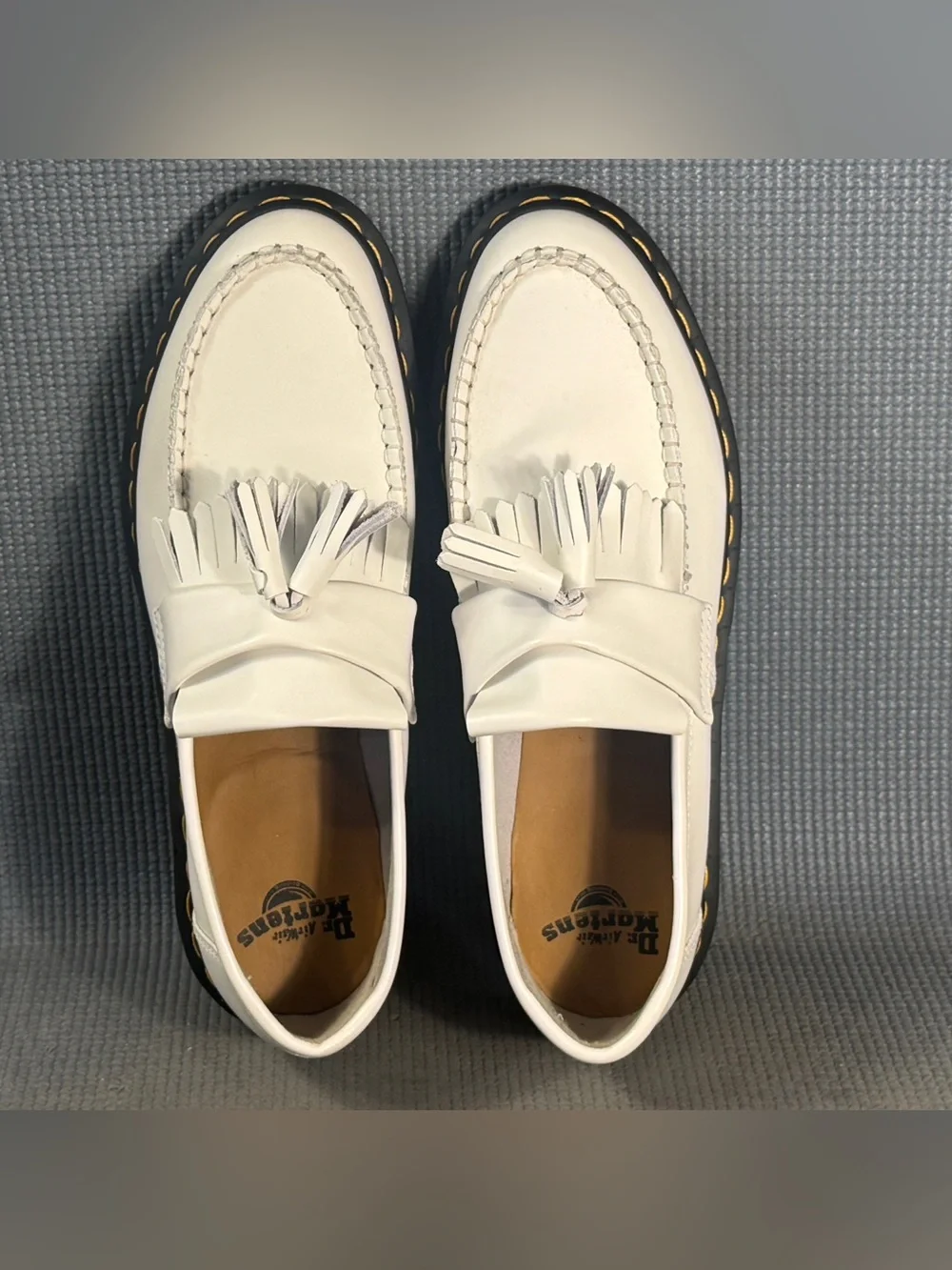 Dr. Martens Adrian Yellow Stitch Leather Tassel Loafers Slip On Women’s Size 12